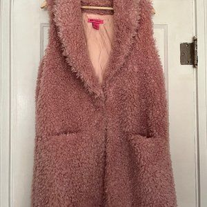 Pink & Fuzzy Long Cardigan Vest